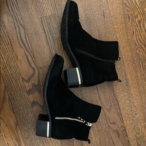 Vaneli Black Ankle Booties with Silver Accents